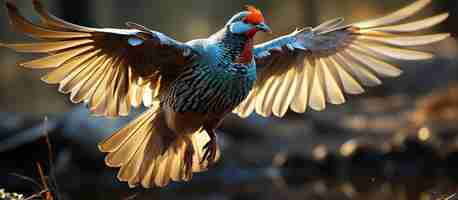 Free photo pheasant phasianus colchicus in flight