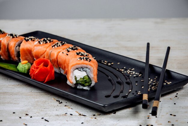 Philadelphia rolls with salmon and cucumber