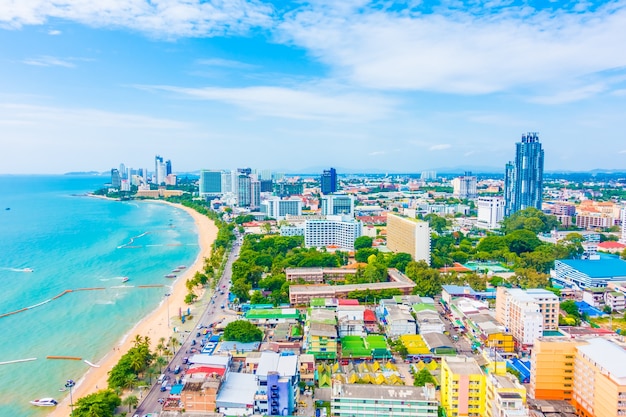 Photo of a beach town view from above