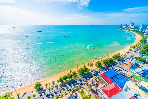 Photo of a beach town view from above