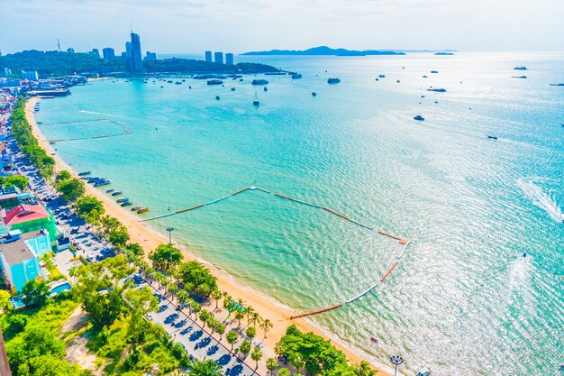 Photo of a beach town view from above