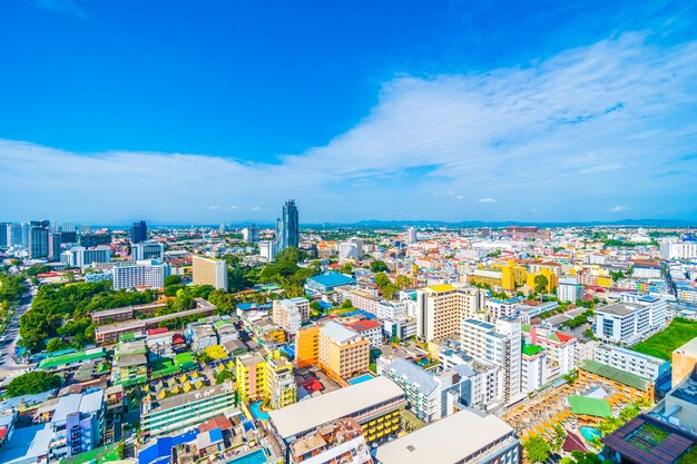 Photo of a beach town view from above