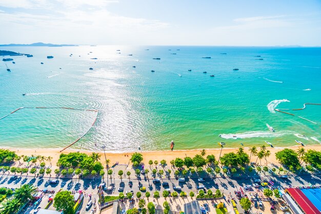 Photo of a beach town view from above