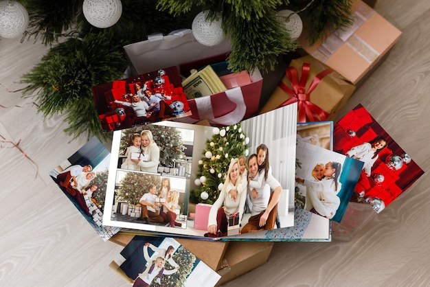 Free photo photo collage of nine images with winter concept. holiday season. open photo book with christmas photos