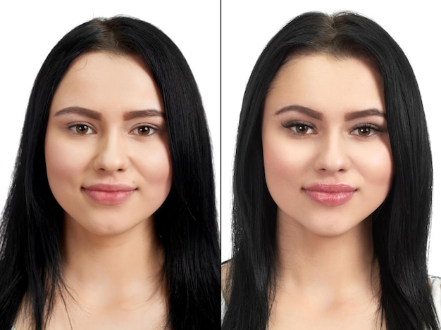 Photo comparison of normal and enlarged lashes