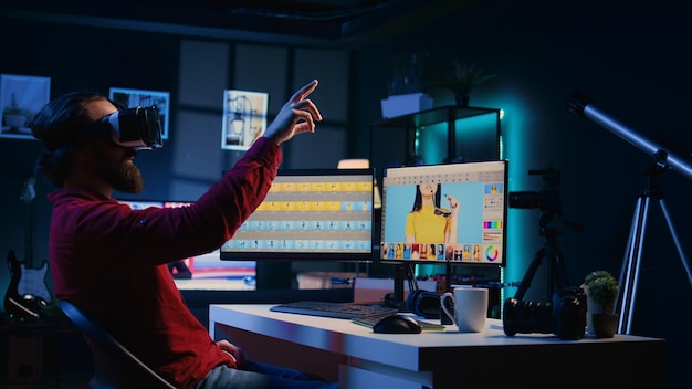 無料写真 写真撮影の画像をブラウジングするために仮想現実技術を使用する写真エディター