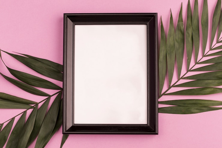 Free Photo photo frame and plant branches 