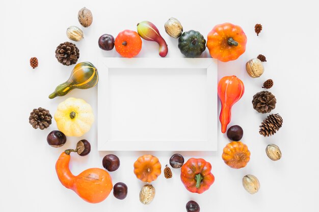 Photo frame between vegetables