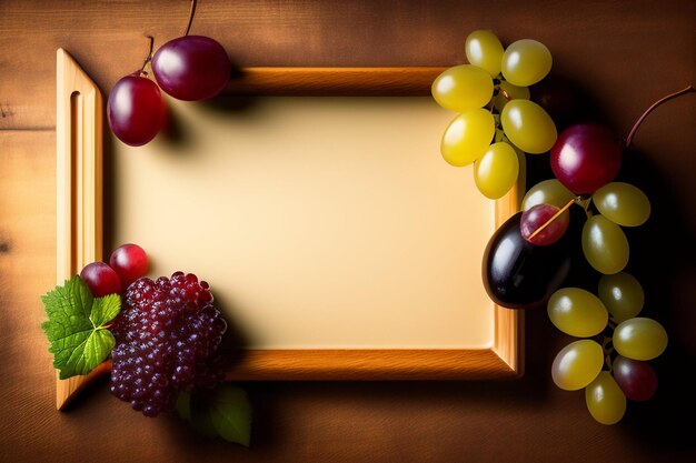 A photo frame with grapes and grapes on it