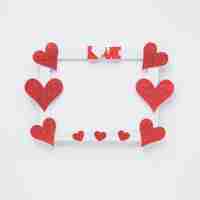 Free photo photo frame with love title and heart symbols