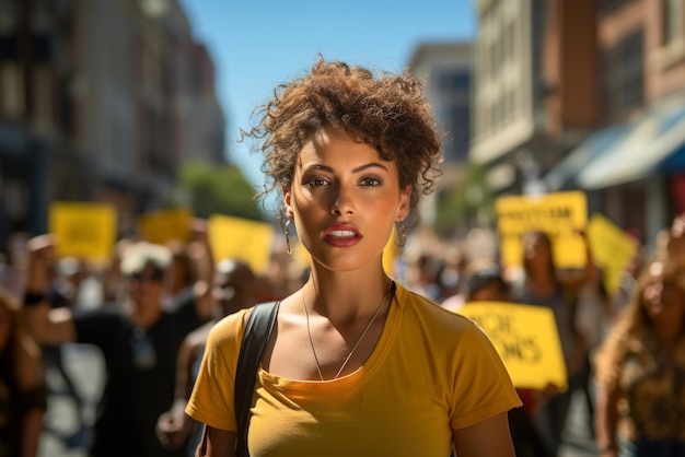 Free photo photo from the rally portrait of a woman at a peaceful protest to uphold the rights of citizens