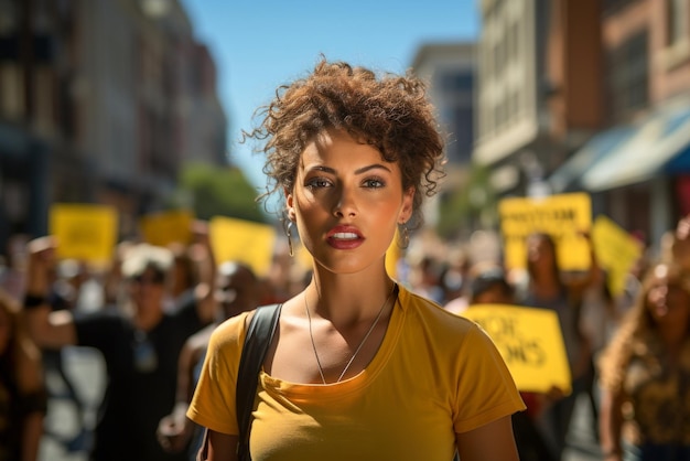 Бесплатное фото Фото с митинга портрет женщины на мирном протесте за права граждан