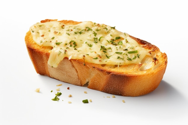 Free photo photo of garlic bread slice isolated on white background