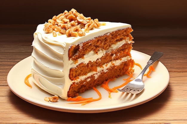 Photo of a homemade carrot cake isolated on black background