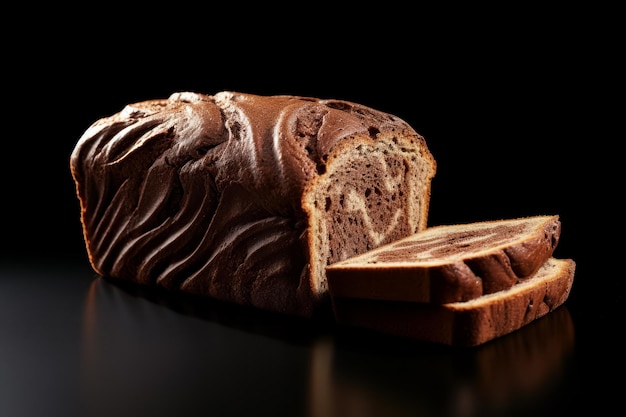 Free photo photo of a homemade chocolate bread isolated on black background