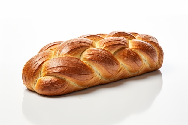 흰색 배경에 분리된 수제 한 가닥 브레이드 빵 사진