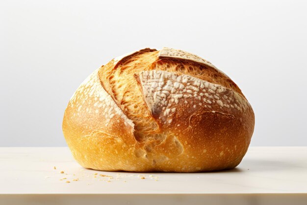 Фотография круглой булочки домашнего хлеба на белом фоне