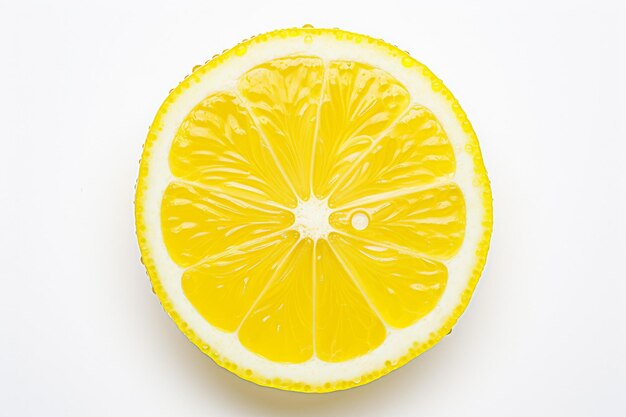 Photo of a lemon slice on a white background