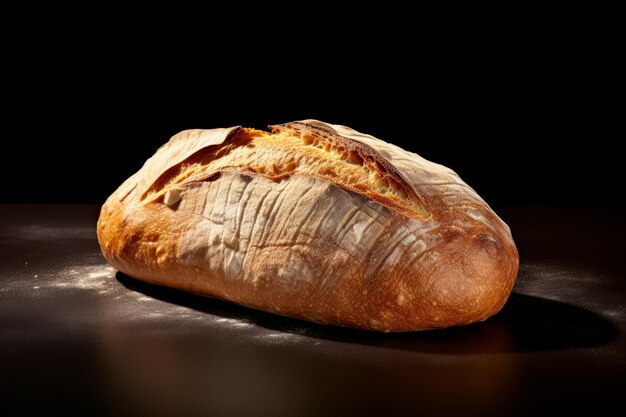 Photo of a loaf of bread on a black background