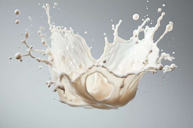 Photo of a milk splash over a light background