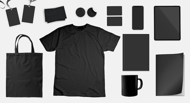 Free photo photo of a pack of black merchandising items