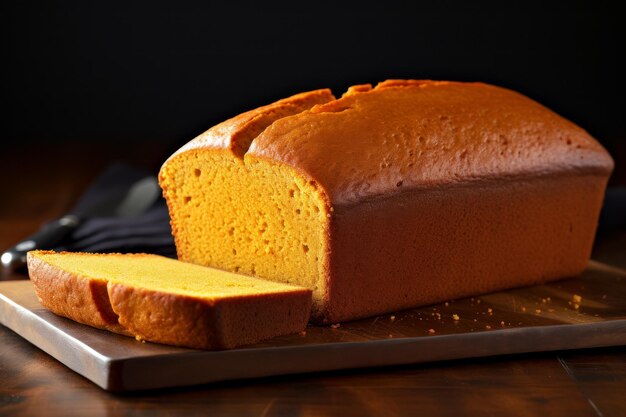 Photo of a pumpkin bread isolated on black background