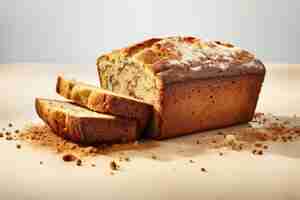 Free photo photo of a sliced banana bread on a light background