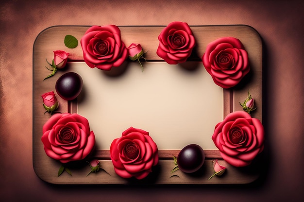 Free photo a photo of a tray with red roses on it