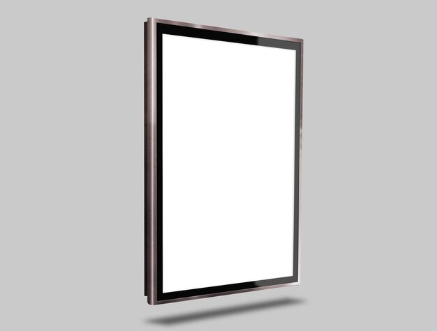 Photo of a white poster on a MUPI on grey background