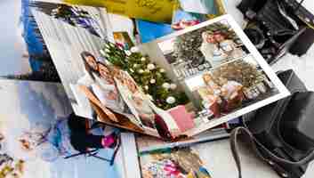 Free photo photobook with christmas photos. winter cozy.