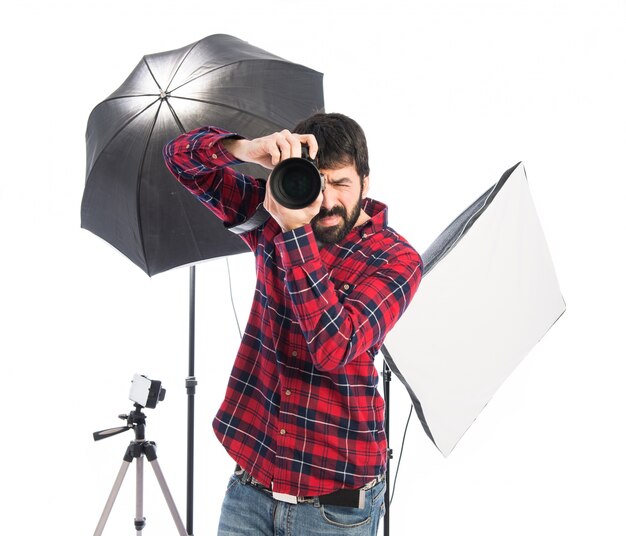 Photographer in his studio