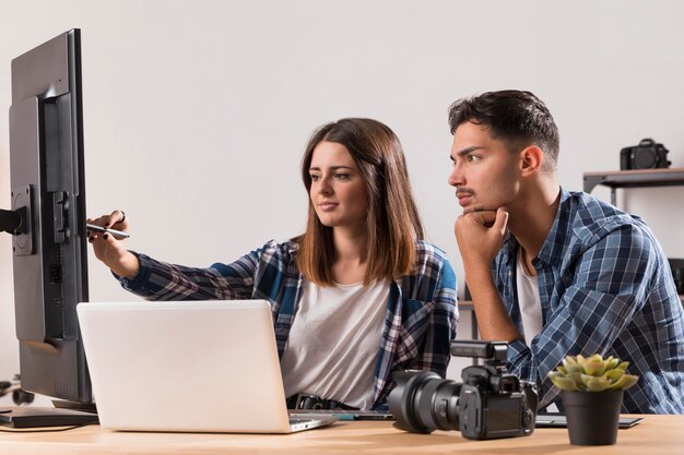 Photographers editing their photos