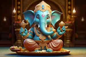 Free photo photorealistic 3d image of the hindu god ganesha