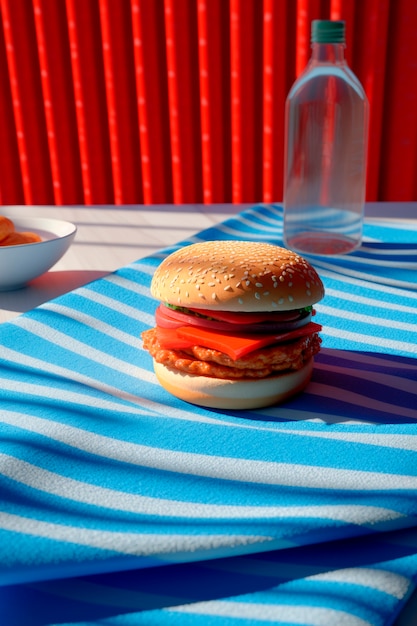 Free photo photorealistic burger meal