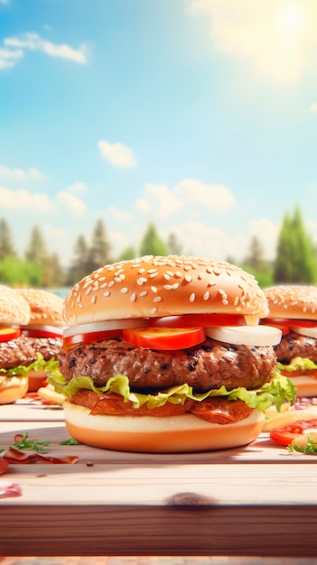 Free photo photorealistic burger meal