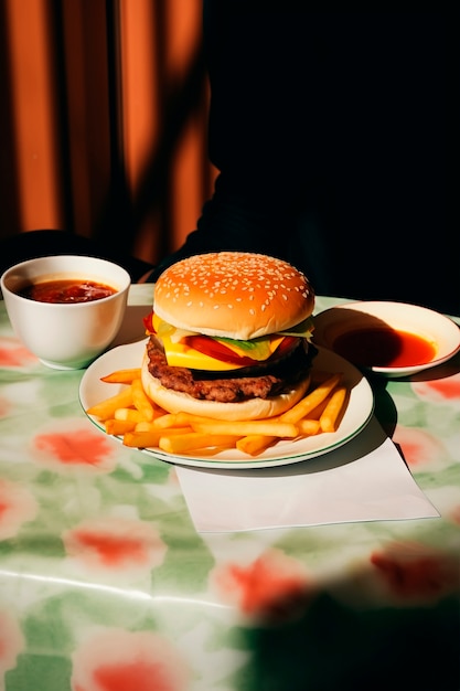 Free photo photorealistic burger meal