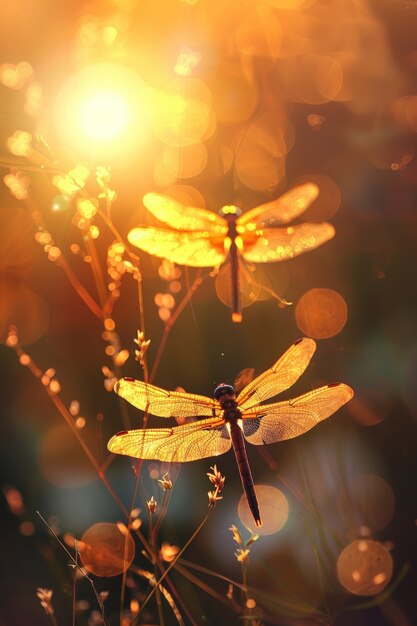 Photorealistic dragonfly in nature