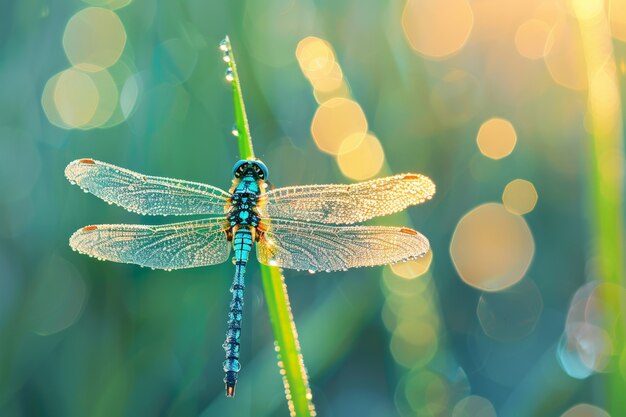 Photorealistic dragonfly in nature