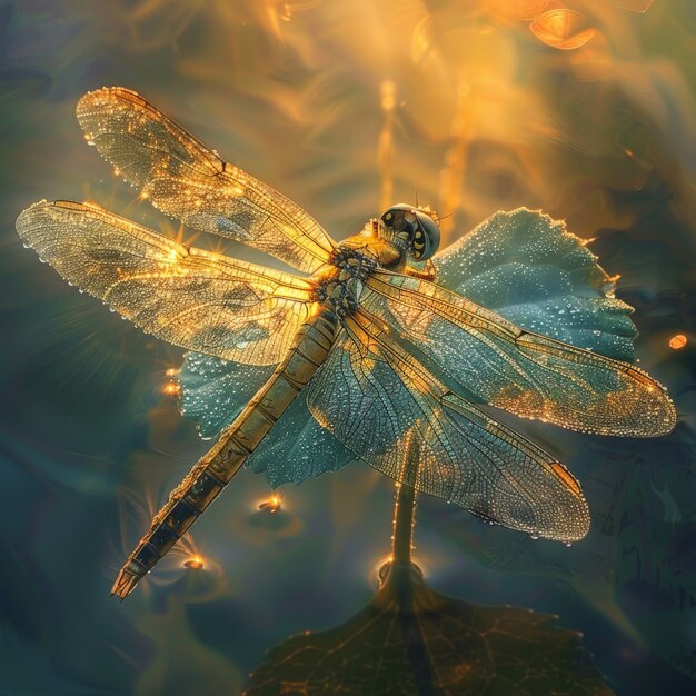 Photorealistic dragonfly in nature