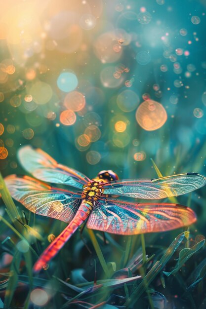 Photorealistic dragonfly in nature