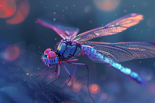 Photorealistic dragonfly in nature