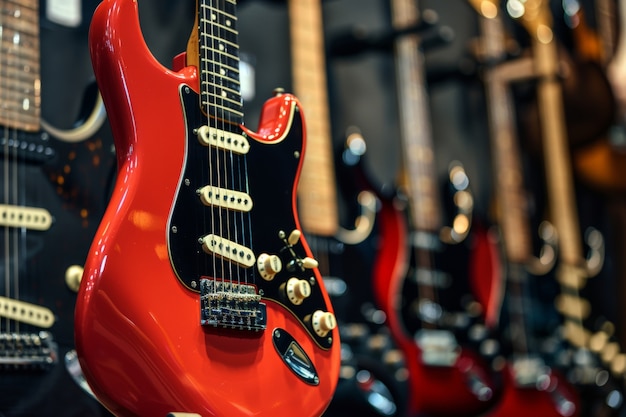 Fotorealista chitarra elettrica natura morta