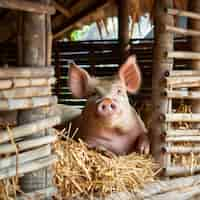 Free photo photorealistic farm life scene with pigs