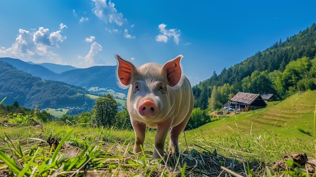 Free photo photorealistic farm life scene with pigs