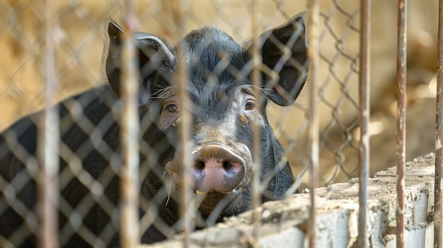 Free photo photorealistic farm life scene with pigs