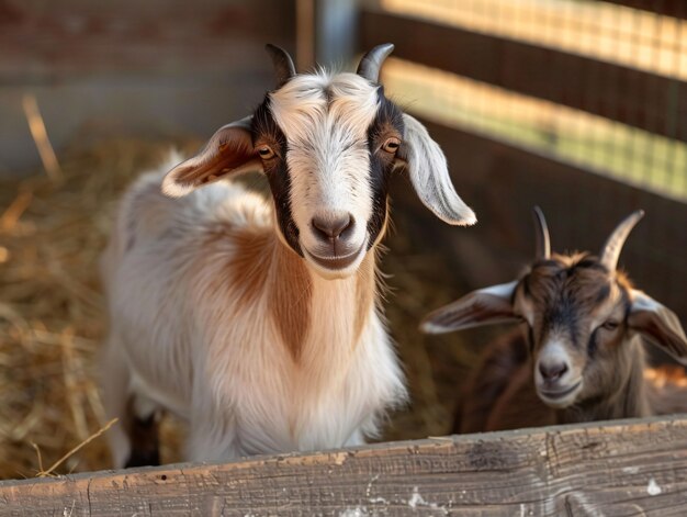 Photorealistic flock of goats in nature