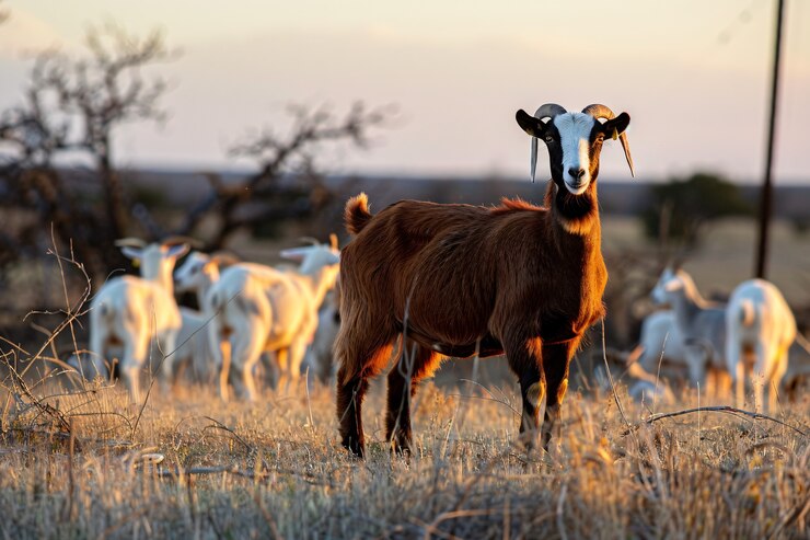 Free Photo photorealistic flock of goats in nature