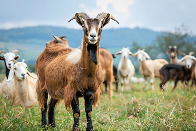 Бесплатное фото Фотореалистичное стадо коз в природе