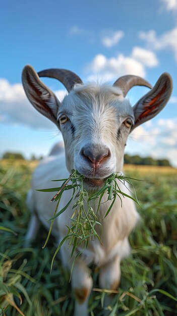 Photorealistic goat in nature