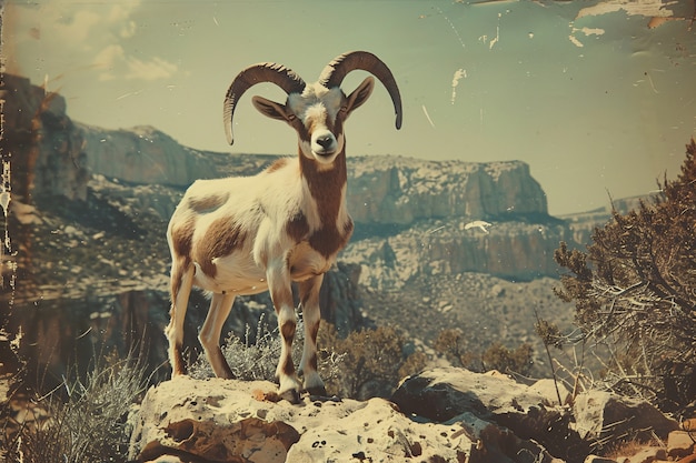 Photorealistic goat in nature